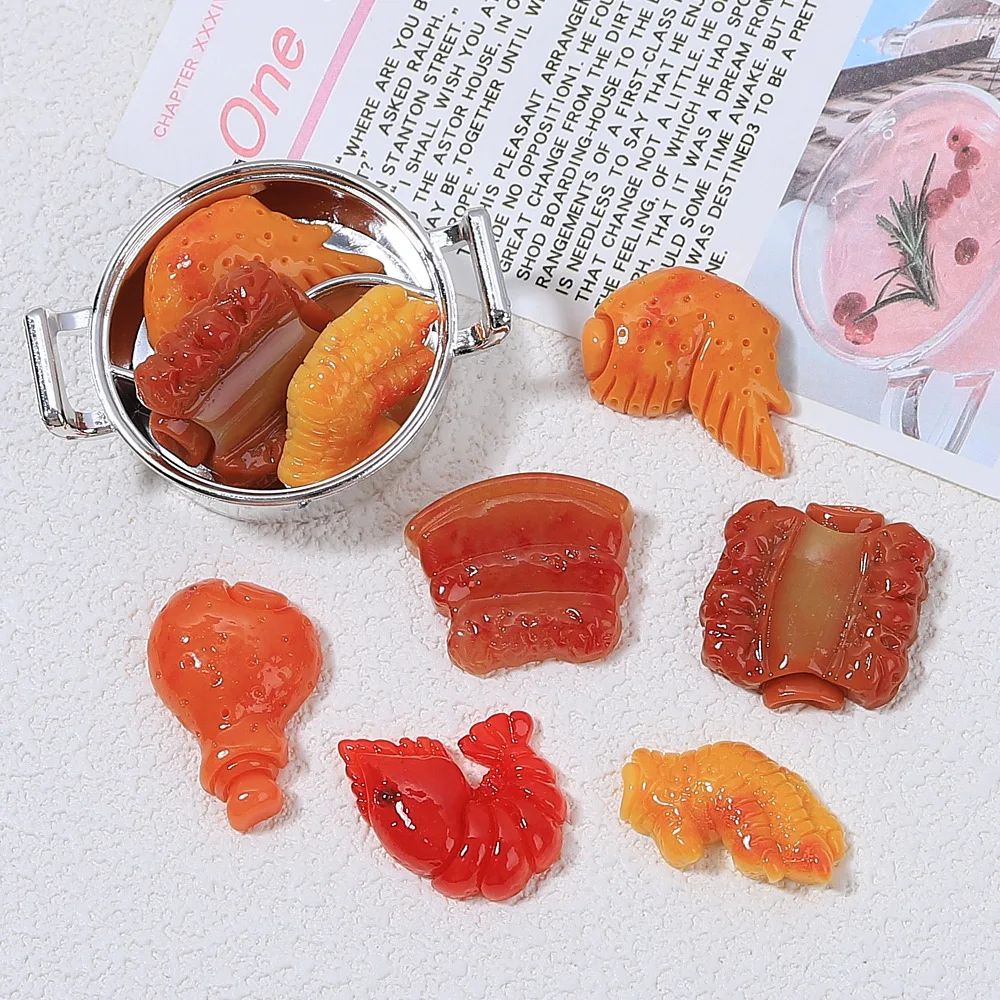 10pcs/lot Creative simulation shrimp chicken leg pork chop 3d stereo ins wind side clip food play funny female