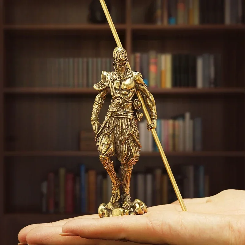 Sun Wukong's brass ornaments are exquisitely crafted and beautiful. Monkey King Conquers Buddha statue in bronze