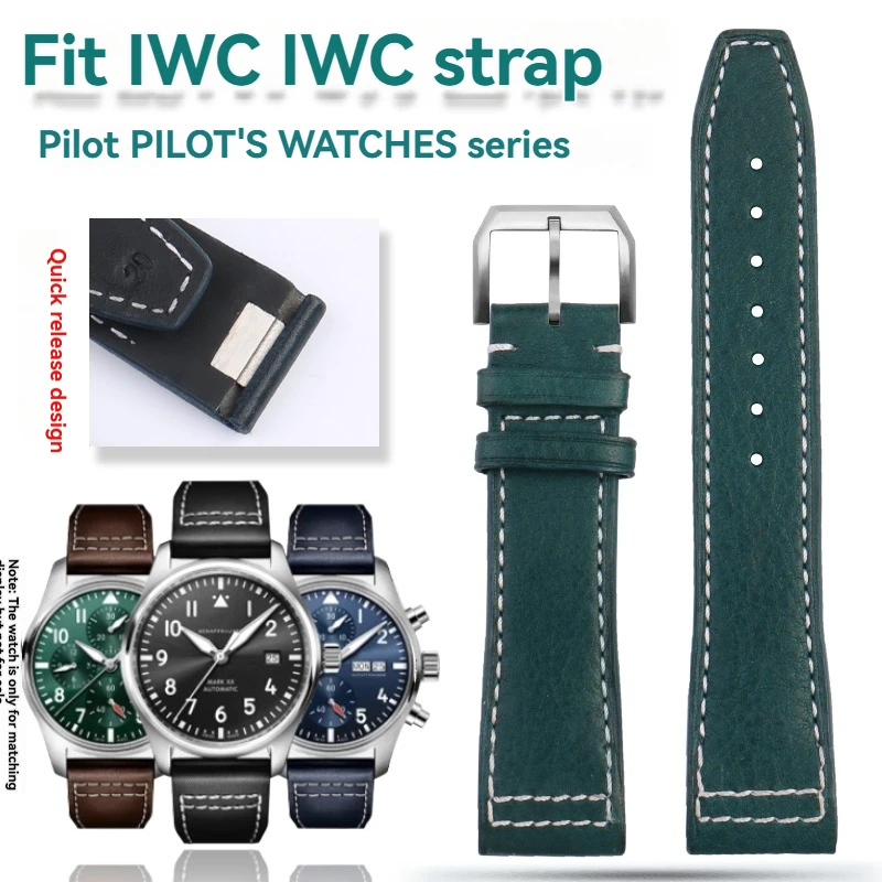 Retro Fashion Watch Chain for IWC Pilot Series Little Prince Mark 1718 Quick Release Calfskin Watch Straw 20 21mm