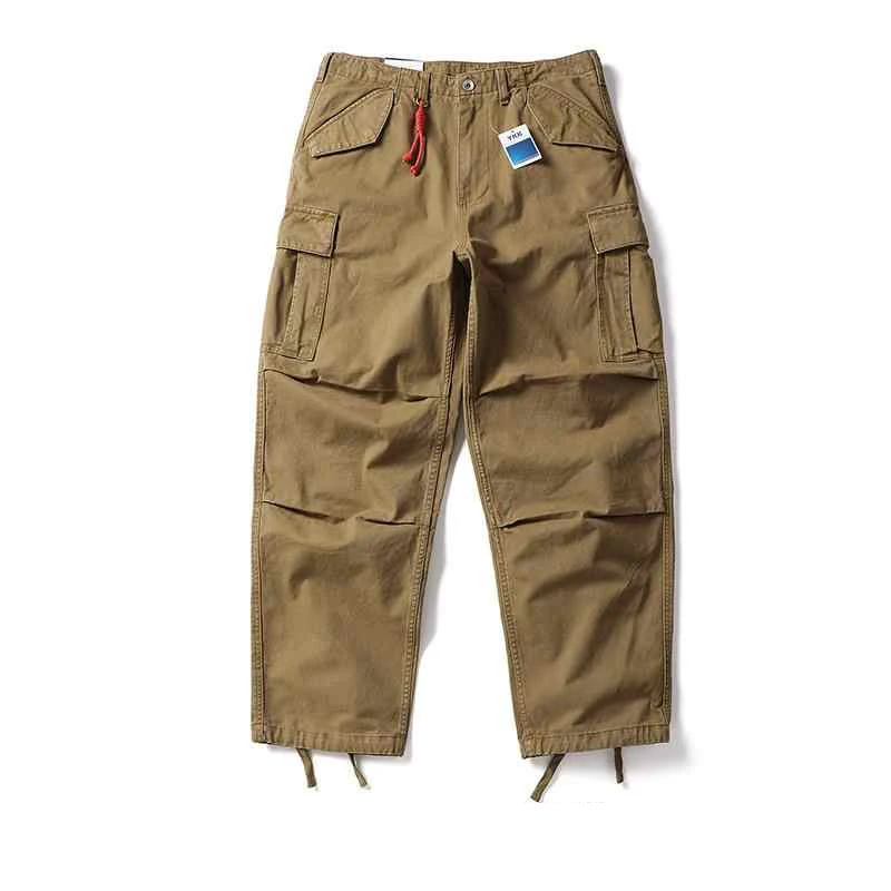 اليابانية حبل أحمر مايكرو مدبب العمل السراويل الرجال العصرية الأمريكية الرجعية فضفاضة واسعة الساق السراويل غير رسمية متعددة الاستخدامات #4