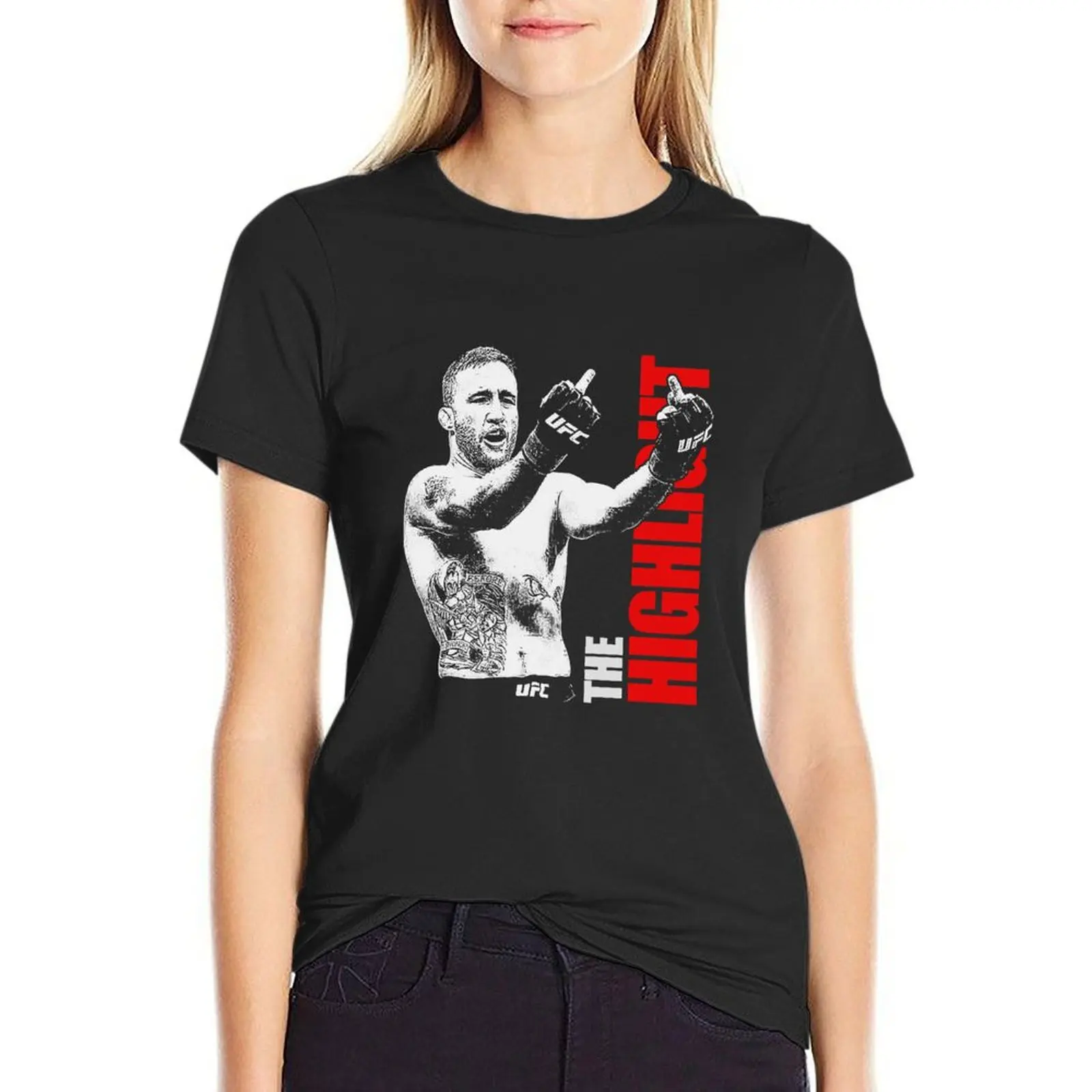 

Justin Gaethje The Highlight T-Shirt tees hippie clothes plain anime clothes t-shirt dress for Women long