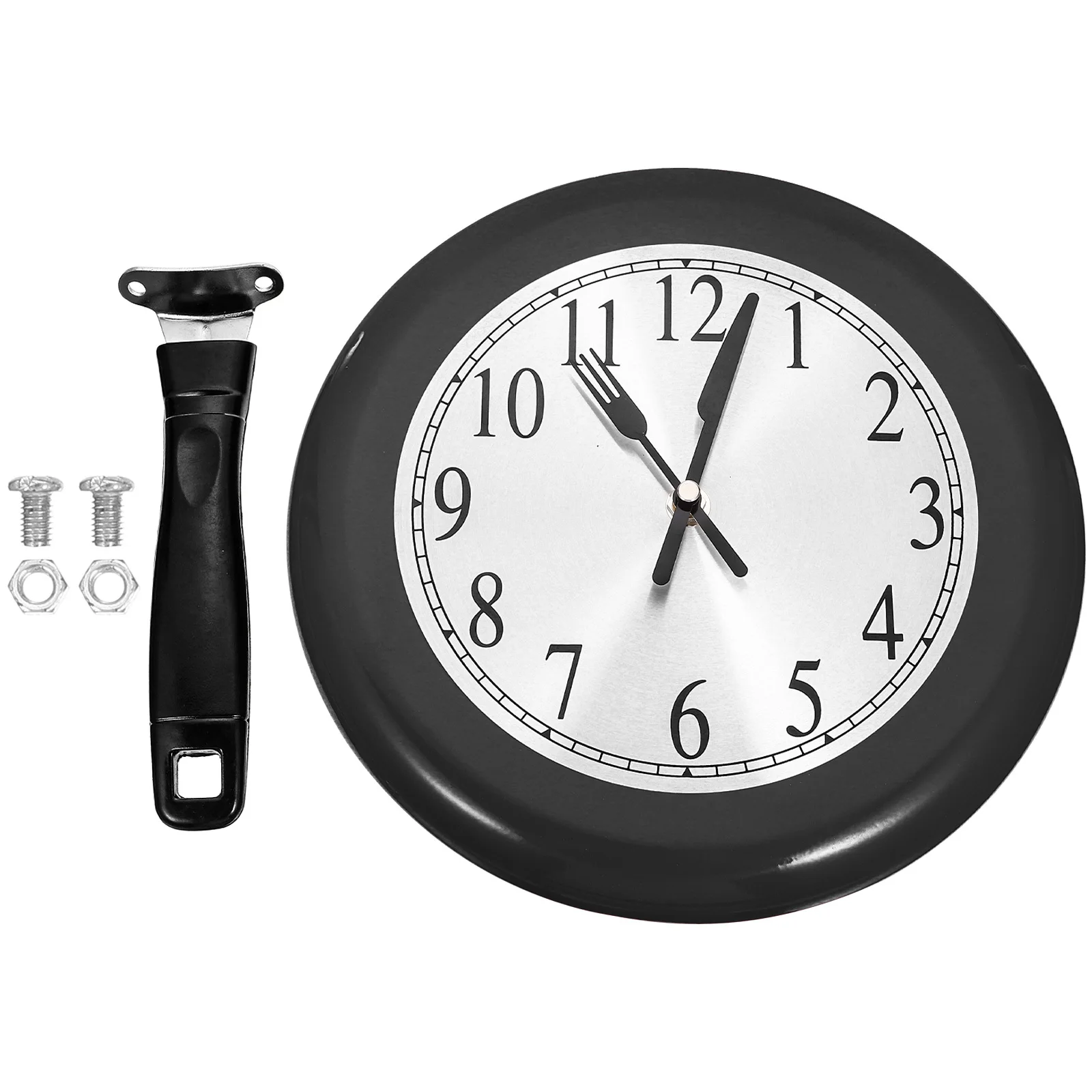 

1 Set Of Frying Pan Wall Clock Operated Silent Sweep Hands Modern Living Room Decorative Wall Hanging Clock Stainless
