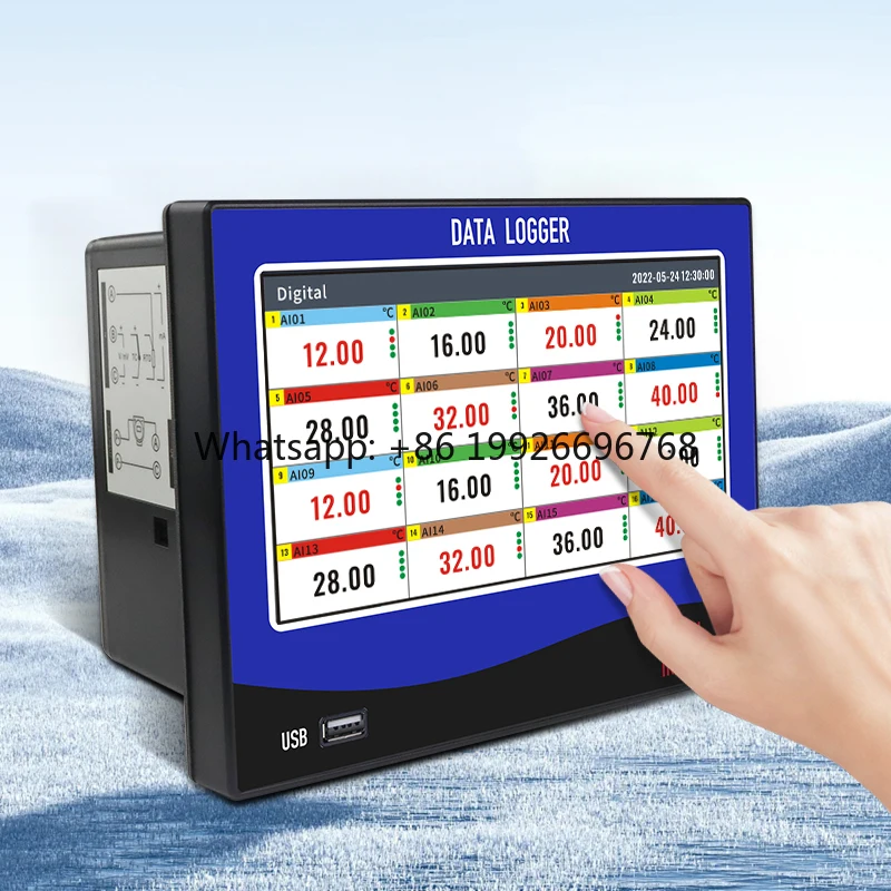 

72R Large Touch Screen Data Logger 32 Universal Input Channels 0.2%FS High Accuracy OEM Customizable RS485 Output for Process