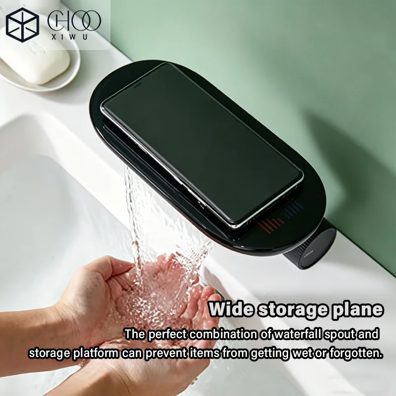 Minimalist waterfall style creative faucet, bathroom art, hot and cold single hole basin, washbasin, wash basin, faucet