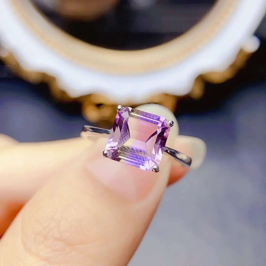 

Best Seller ZECAA Ametrine Jewelry Woman Ametrine Ring With Natural Ametrine Gemstone 8*8mm For Lady Ametrine Ring Jewelry