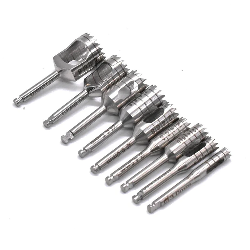 8Pcs Dental Implant Bone Trephine With Bur Disinfection Holder For Handpiece Surgical Instrument Implant Drill