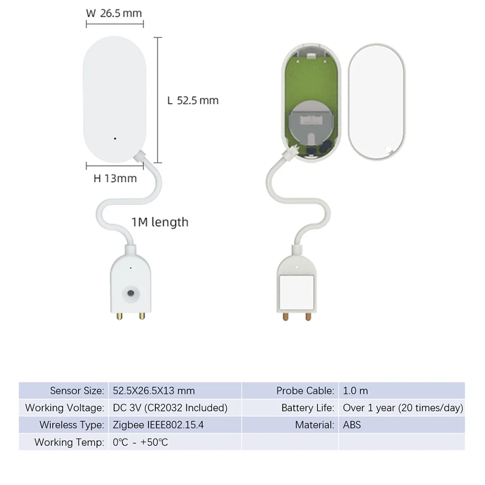 Capteur de fuite d'eau Zigbee Tuya, 2 pièces, Protection contre les fuites d'eau, Smartlife