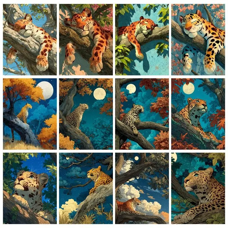 

GATYZTORY Picture By Number Leopard Animal DIY Painting By Numbers HandPainted Gift Home Decoration