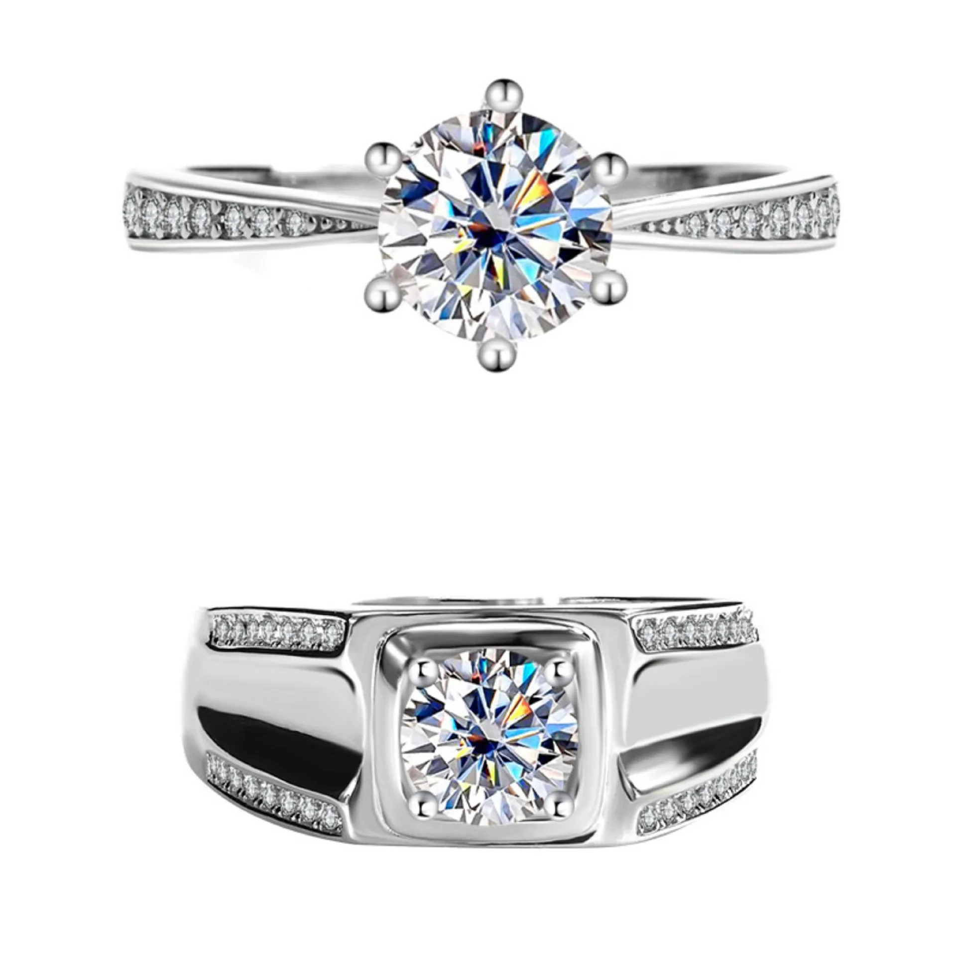 

Высококачественные серебряные кольца для пар с муассанитом для мужчин и женщин, ювелирные изделия с муассанитом, обручальные и обручальные кольца