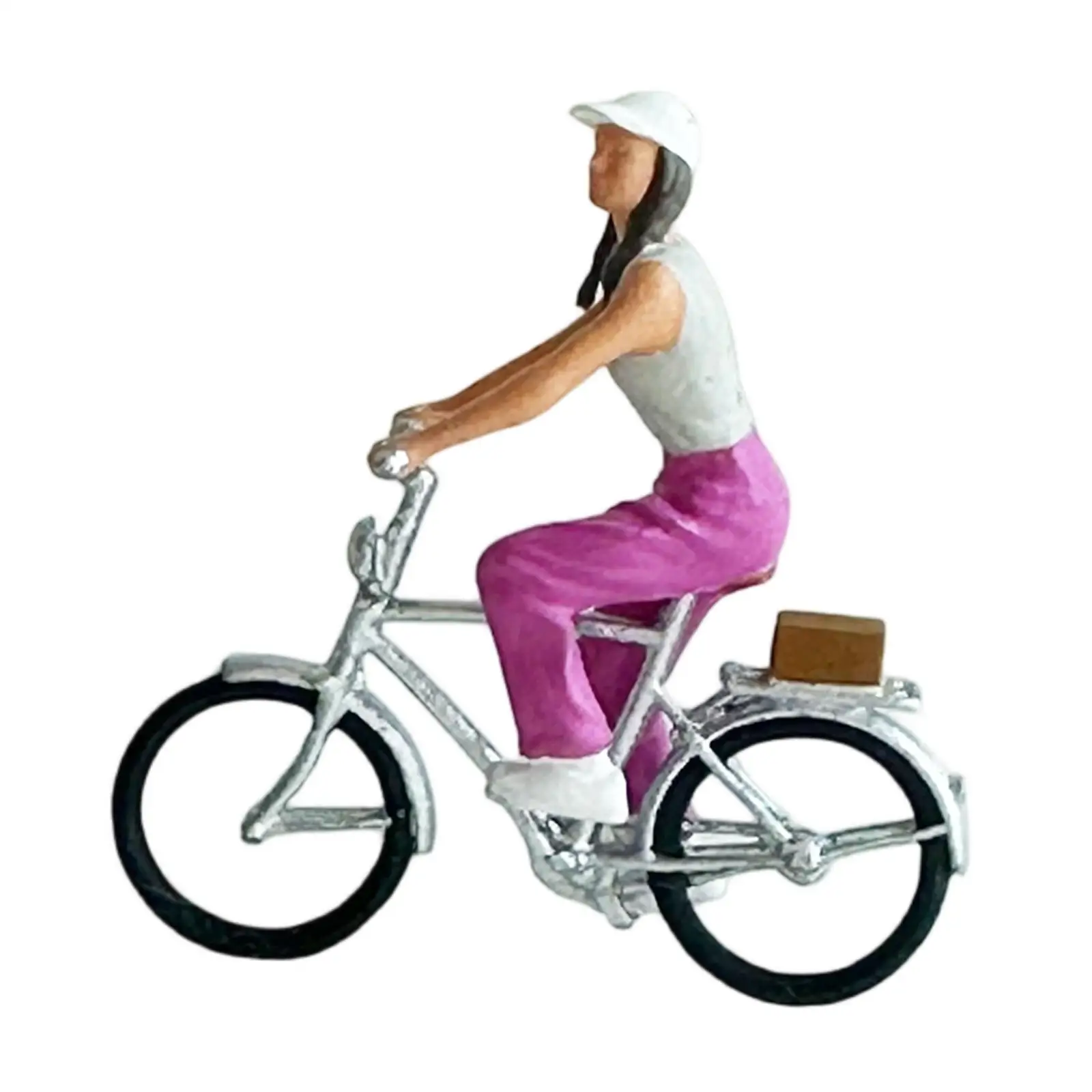 Modèle de fille à collectionner, accessoire Photo, modèle de petites personnes, Mini figurine de cycliste féminin pour aménagement de gare, scène Miniature, 1/64
