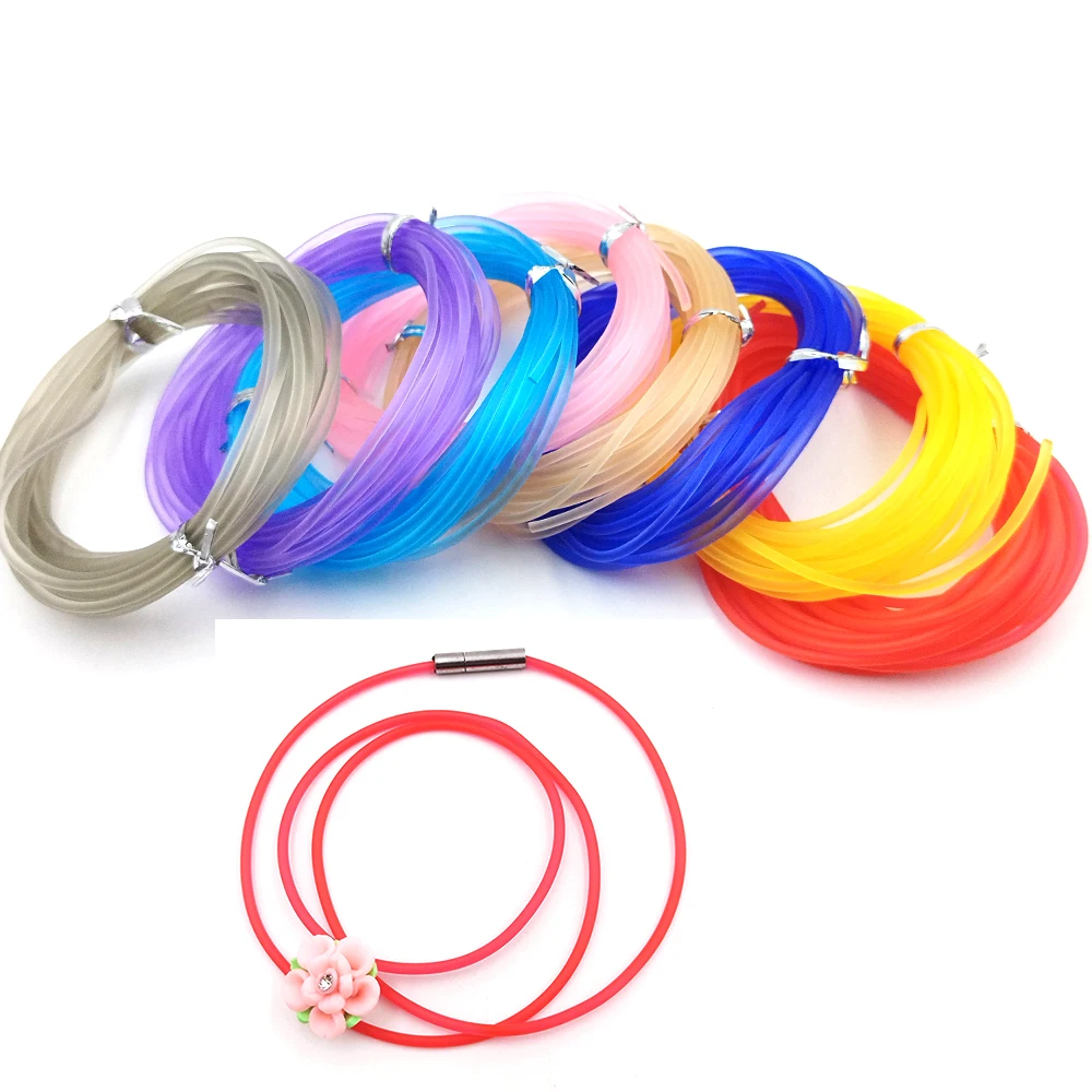 

3/6M 2MM Rainbow Candy Color Silicone Transparent Rope DIY jewelry Handmade Beaded Necklace Bracelet Accessory Material