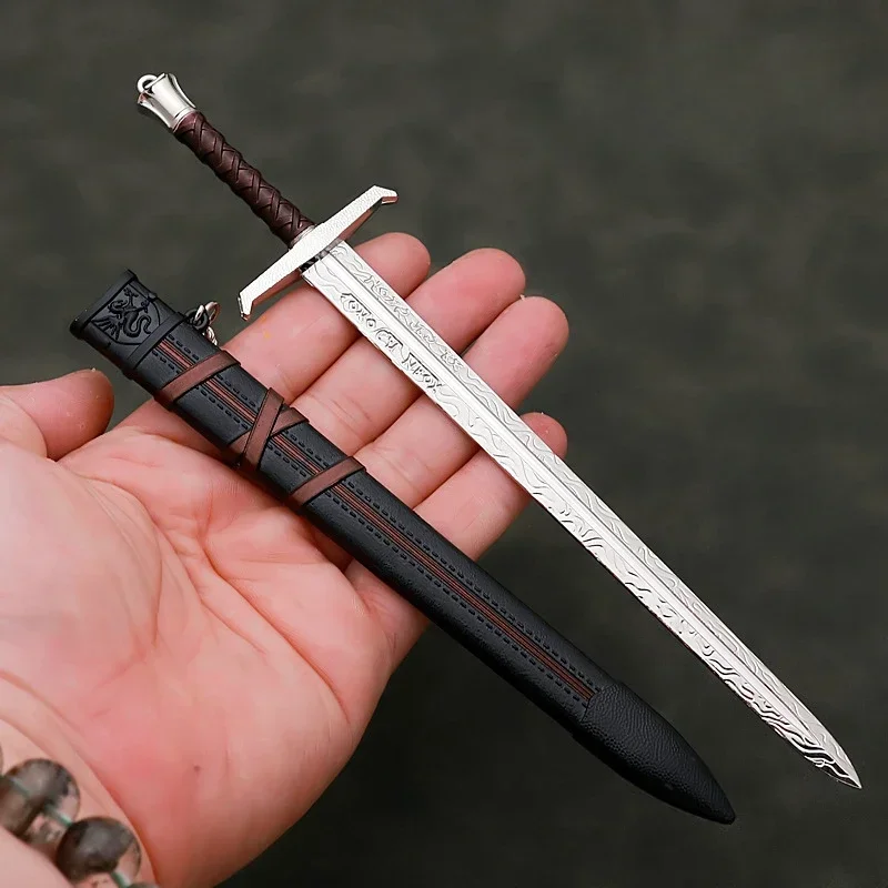 22cm medievale artù Pendragon spade Metal Katana Samurai Sword Uncut Blade Model accessori portachiavi regali giocattoli per ragazzi