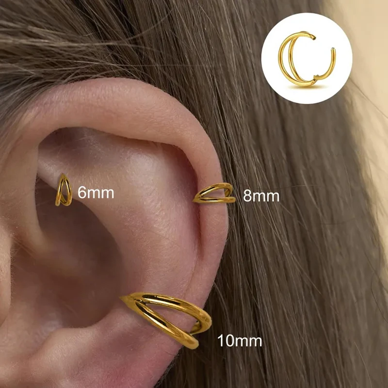 Anel de nariz de argola dupla de titânio, 1/5 peças 20g 18g 16g septo clicker anel de segmento articulado orelha cartilagem concha tragus helix joias