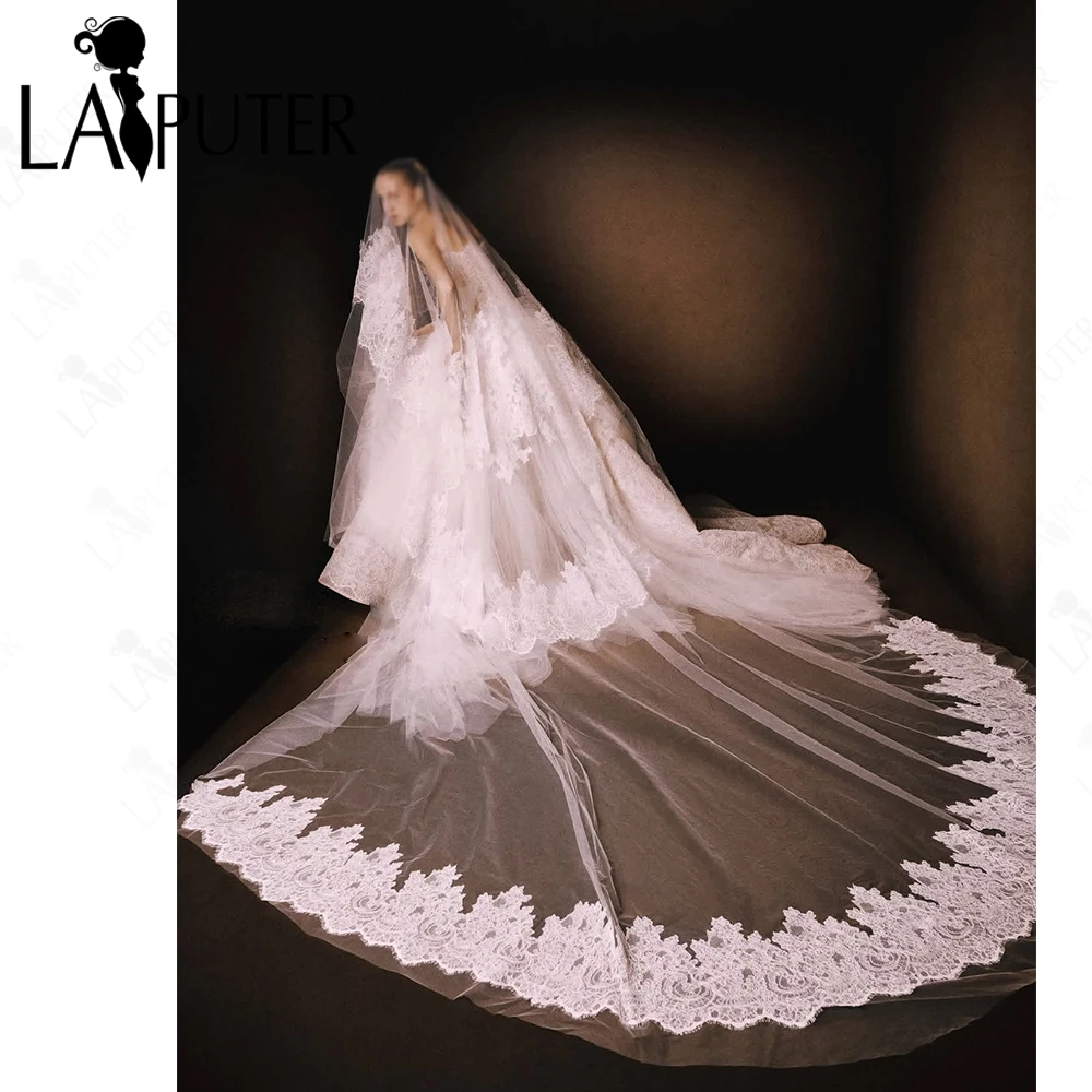 

3layers Embroidery Lace Edge Long Tulle Bridal Wedding Veil Bride Wedding Veil 350 Long Bride Wedding Accessories 2026