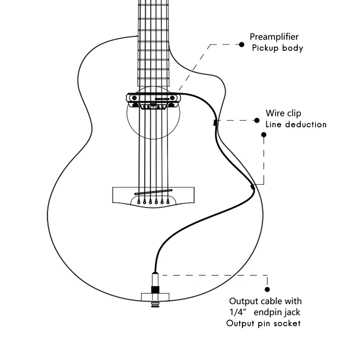 Captador de guitarra duplo x0, pré-amplificador, captador de boca com controle de volume e tom para instrumento musical de guitarra acústica, e