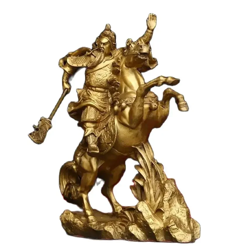 All copper horse riding Guan Gong ornaments, the God of Wealth and Martial Arts, Guan Yu, the statue of the Second Lord of Guan