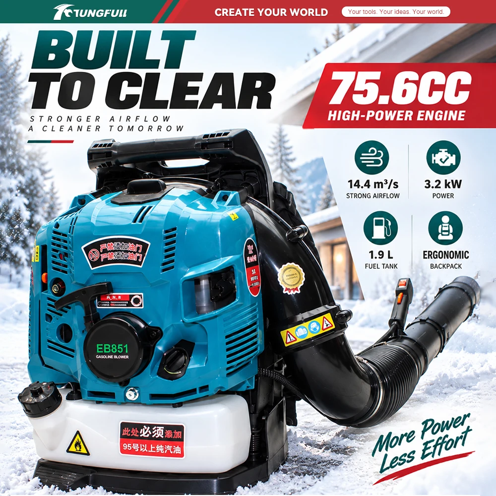 TUNGFULL Backpack Gas-Power Leaf Blower EB430 EB851 Dual Model Petrol Snow Blower for Garden Yard Leaf Snow Cleaning