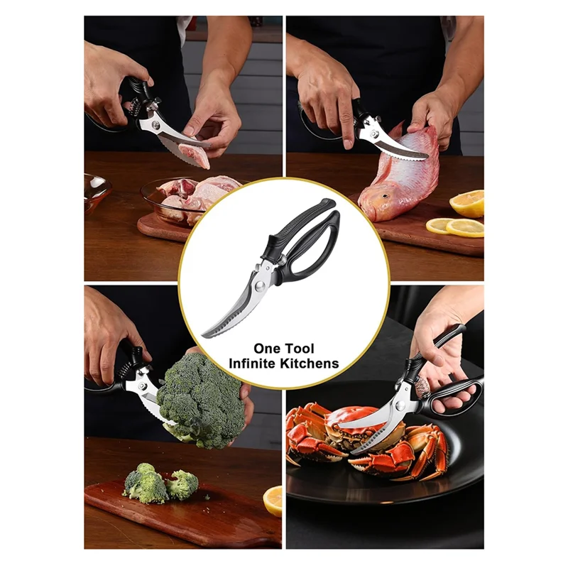 MOPHE-مقصات الدواجن مقص المطبخ شديد التحمل مع مقبض زنبركي مضاد للانزلاق للدجاج والديك الرومي للحوم