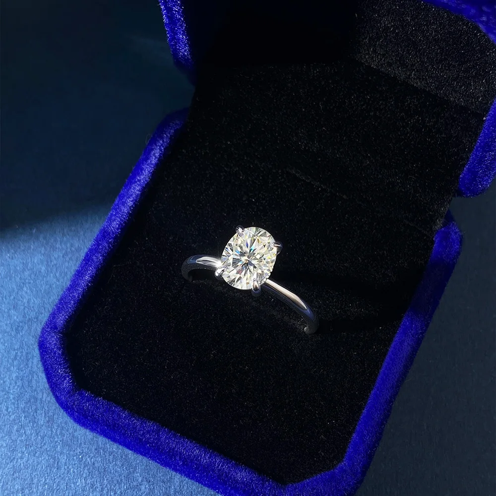 TBCYD Oval Cut 2CT Moissanite Ring For Women Men 925 Sterling Silver GRA Engagement Sparkling Couple Ring Wedding Band