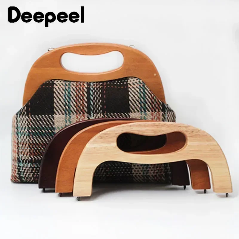 1/2 Stück Deepeel 24cm Holzgriffe für Damenhandtaschen, Taschenrahmen-Verschluss, Kussverschluss, Häkeltaschen, Nähzubehör, DIY-Zubehör