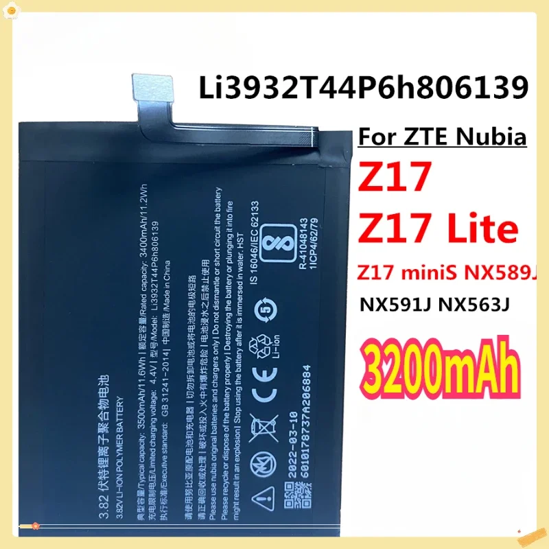 

Li3932T44P6h806139 3200mAh Battery for ZTE Nubia Z17 Lite NX591J NX563J Z17 miniS NX589J Mobile Phone