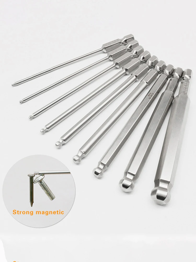 9pcs Magnetic Hex Head Allen Wrench Drill Bit Set Ball End Hex Screwdriver Bits Set 1/4 Inch Hex-Shank Ball Head Driver Bit