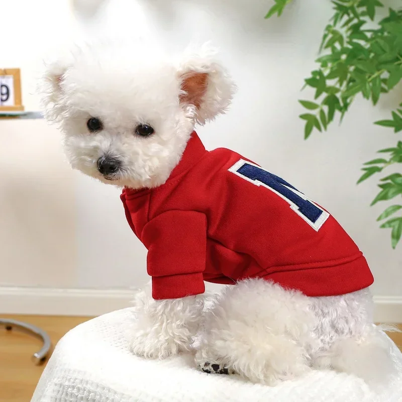 Clothes for Small Dogs Teddy than Bear Dog Clothes Autumn and Winter New Add Velvet Warm Warm Letter R Dog Hoodie