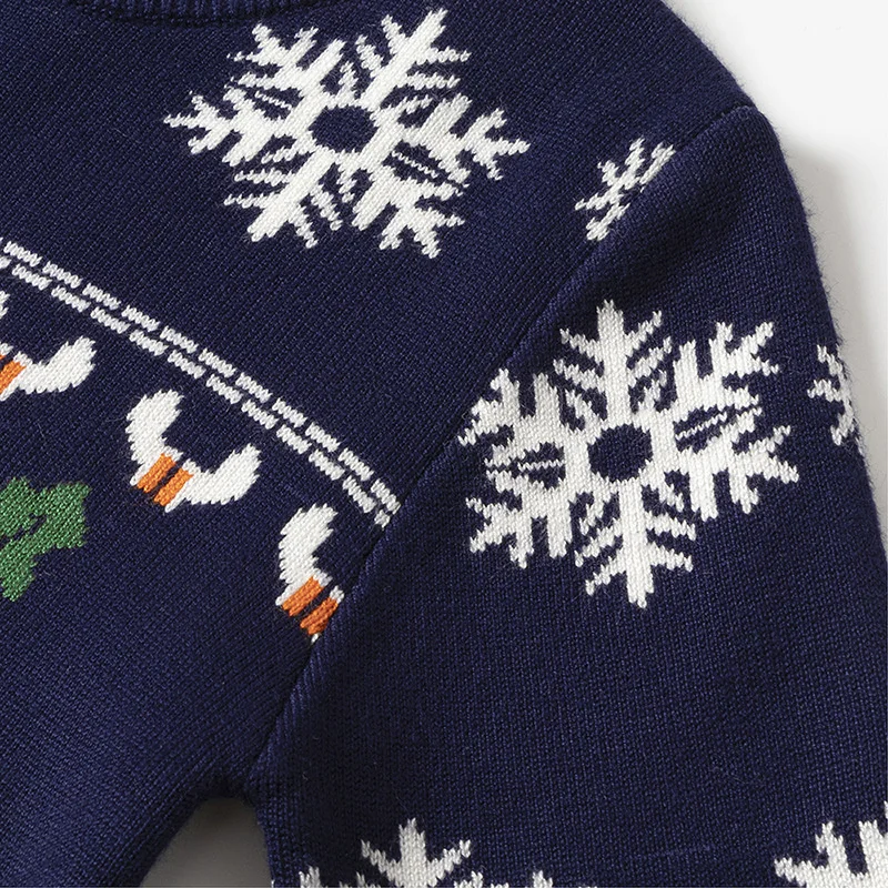 2024 Winter Christmas Sweater Kids Cartoon Print Knit Pullover Autumn Boys Girls Cotton Warm Knitwear 2-6 Years