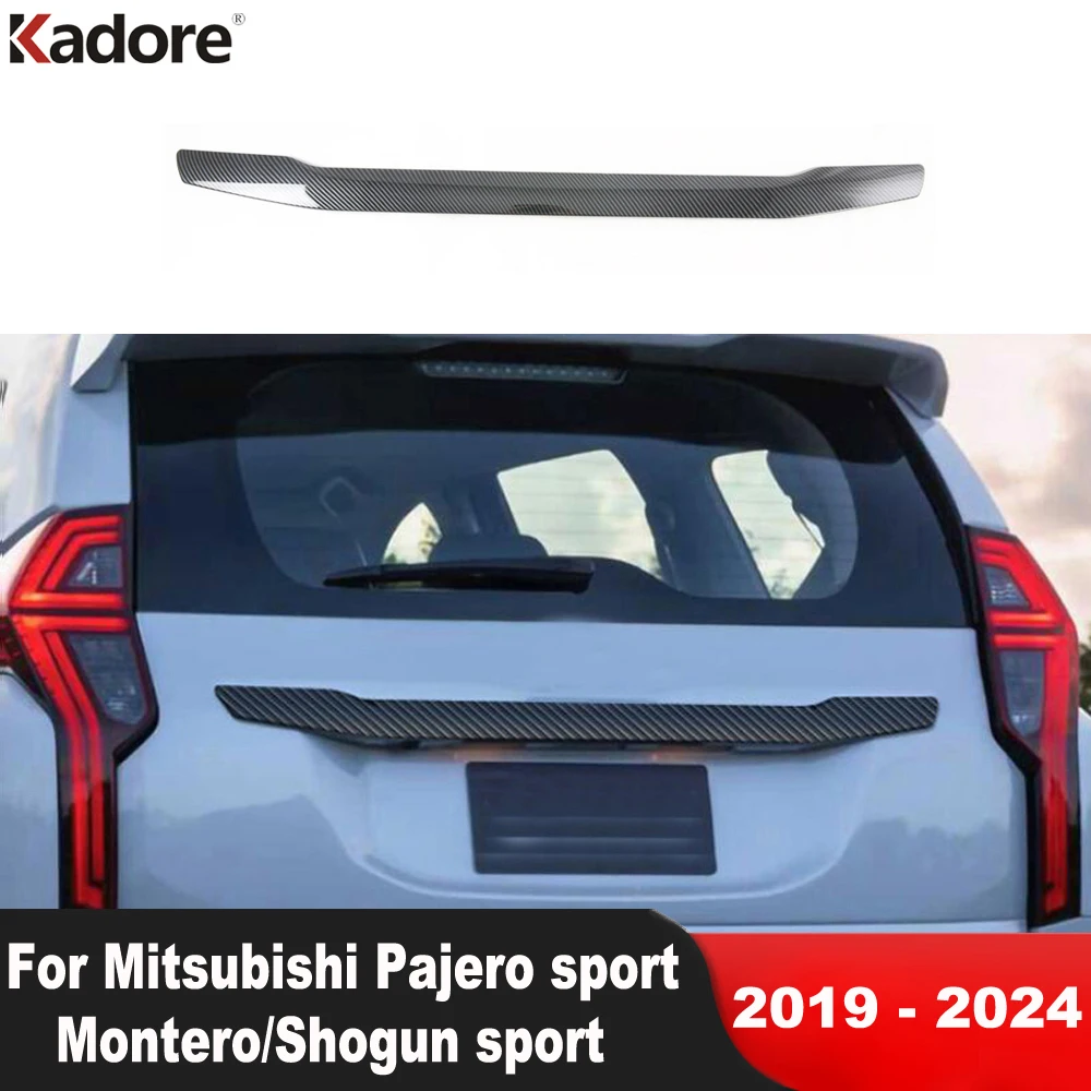 For Mitsubishi Pajero/Montero/Shogun sport 2019-2021 2022 2023 2024 Carbon Car Rear Trunk Lid Cover Trim Tailgate Molding Strip