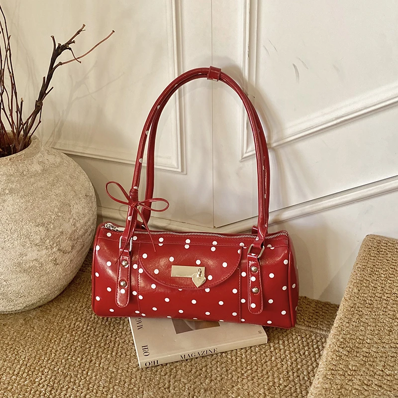 

2026 High Quality Sweet Shoulder Bags for Women Polka Dots Design Fashion PU Temperament Large Capacity Crossbody Bags