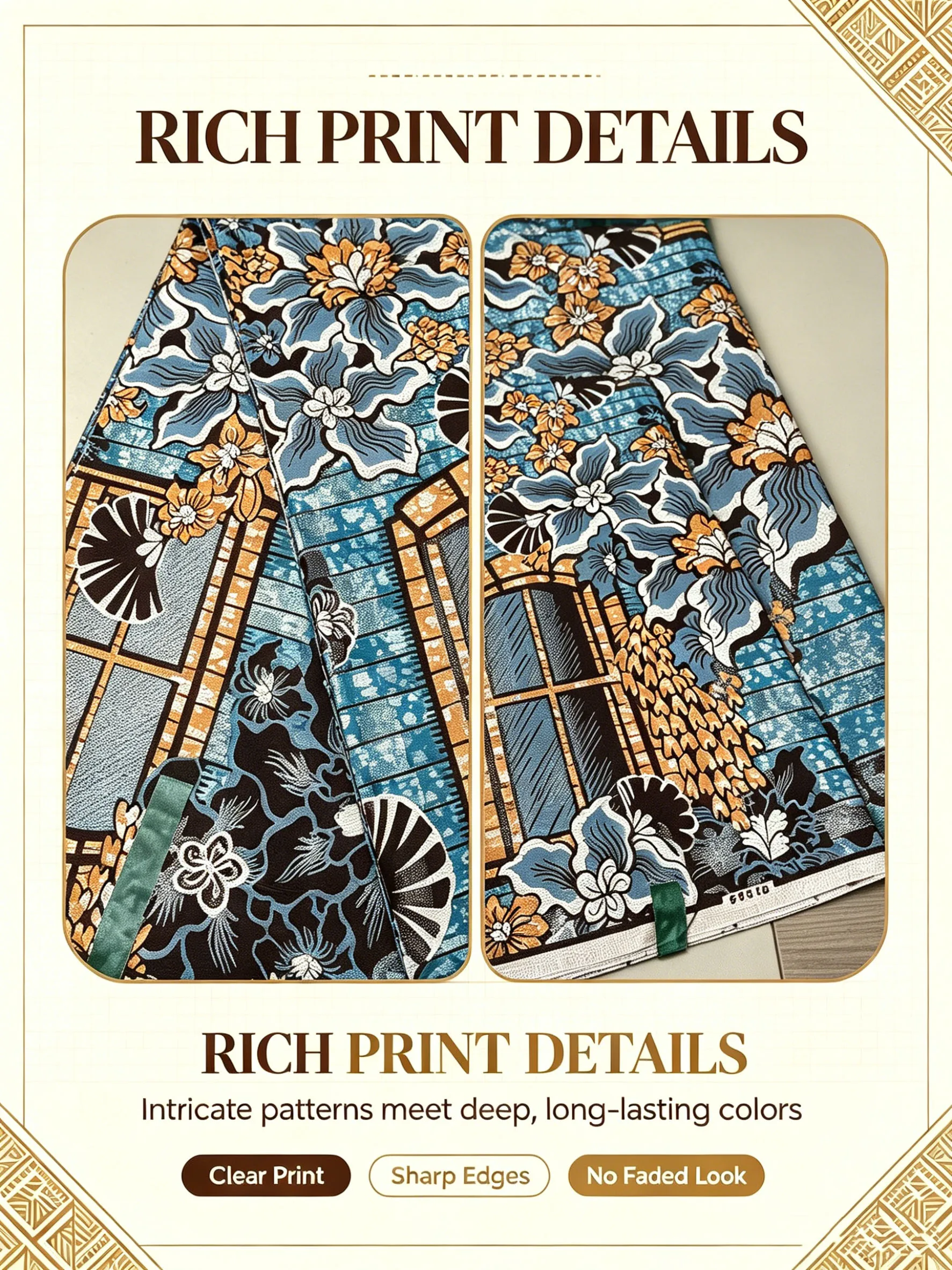 Real African Wax Print Fabric Blue Floral Window Ankara 100% Cotton Ghana Nigeria Pagne Material For Dress Sewing view 3