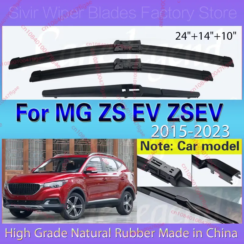

Car Front Rear Wiper Blades For MG ZS EV ZSEV 2019 2020 2021 2022 24"+14"+10" Windshield Windscreen Window Cutter Accessories