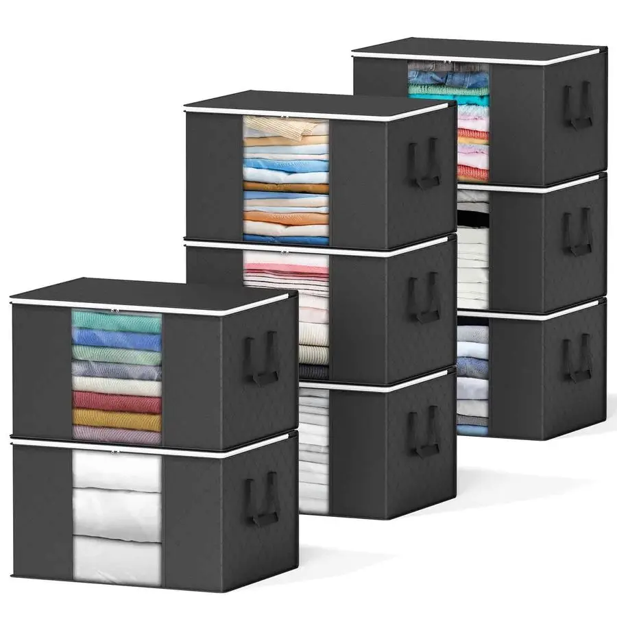 

Набор из 8 мешков для хранения одежды объемом 90 л, прочные контейнеры для хранения в шкафу, очень большие мешки для переезда, контейнеры для хранения одежды, без рисунка