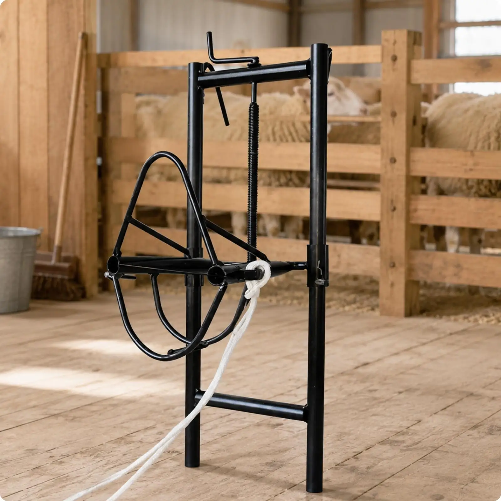 Sheep Head Restraint Frame Galvanized Iron Pipe Adjustable Livestock Holder for Safe Barn Handling Work