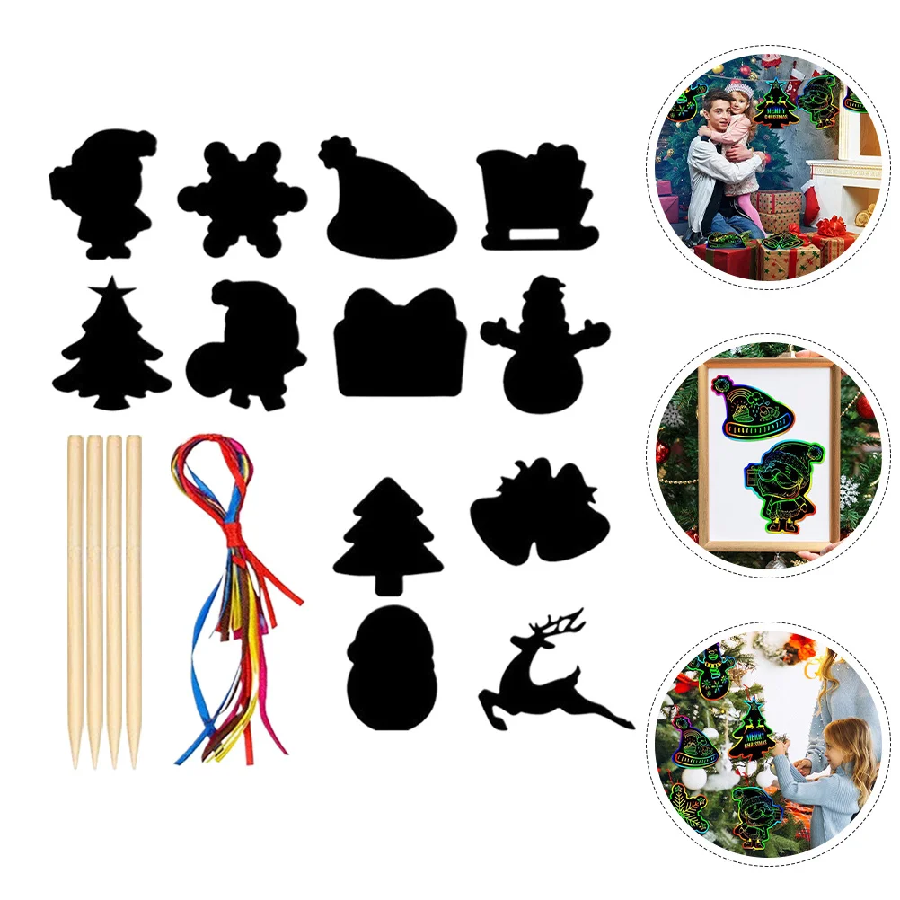 مجموعة ورق خدش عيد الميلاد DIY بطاقات عيد الميلاد المفضلة للحفلات ديكور احتفالي لتطوير الإبداع