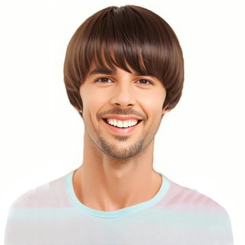 New Men's Mushroom Short Straight Hair Wig Personalized Fashion Outdoor Party Simulation Chemical Fiber Head-Weared Wig