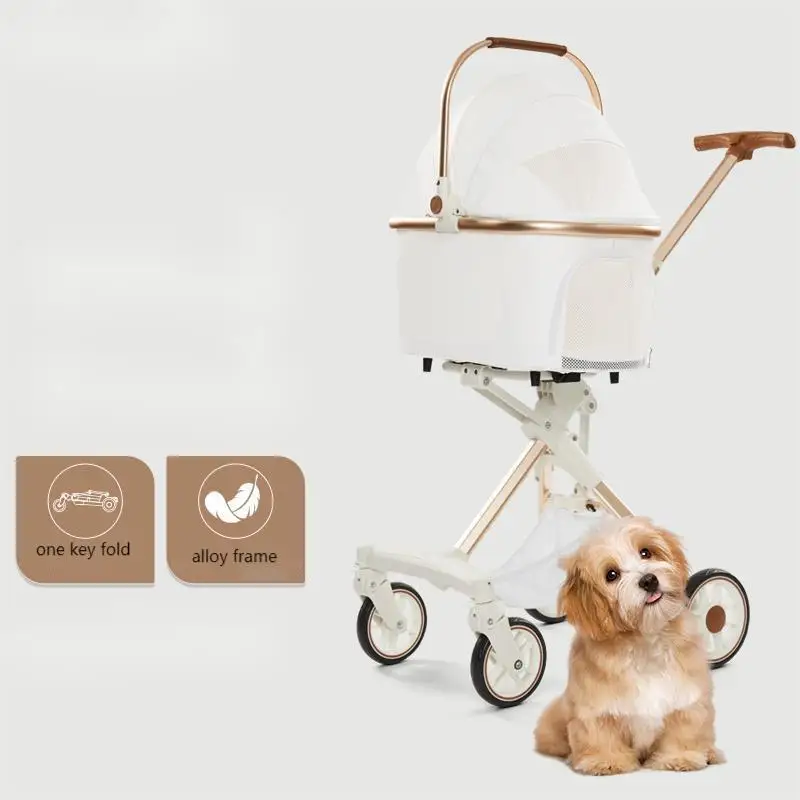 旅行用ペットトロリー 4輪 折りたたみ式 犬用ベビーカー トラベルバッグ 猫用カート キャリア 取り外し可能なペット子犬用ベビーカー