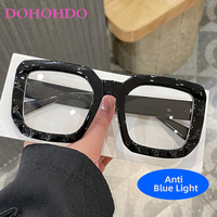 Trendy Retro Square Thick Frame Glasses Women Fashion Luxury Brand Designers Big Frame Reading Anti-Blue Light Eyeglasses Lentes