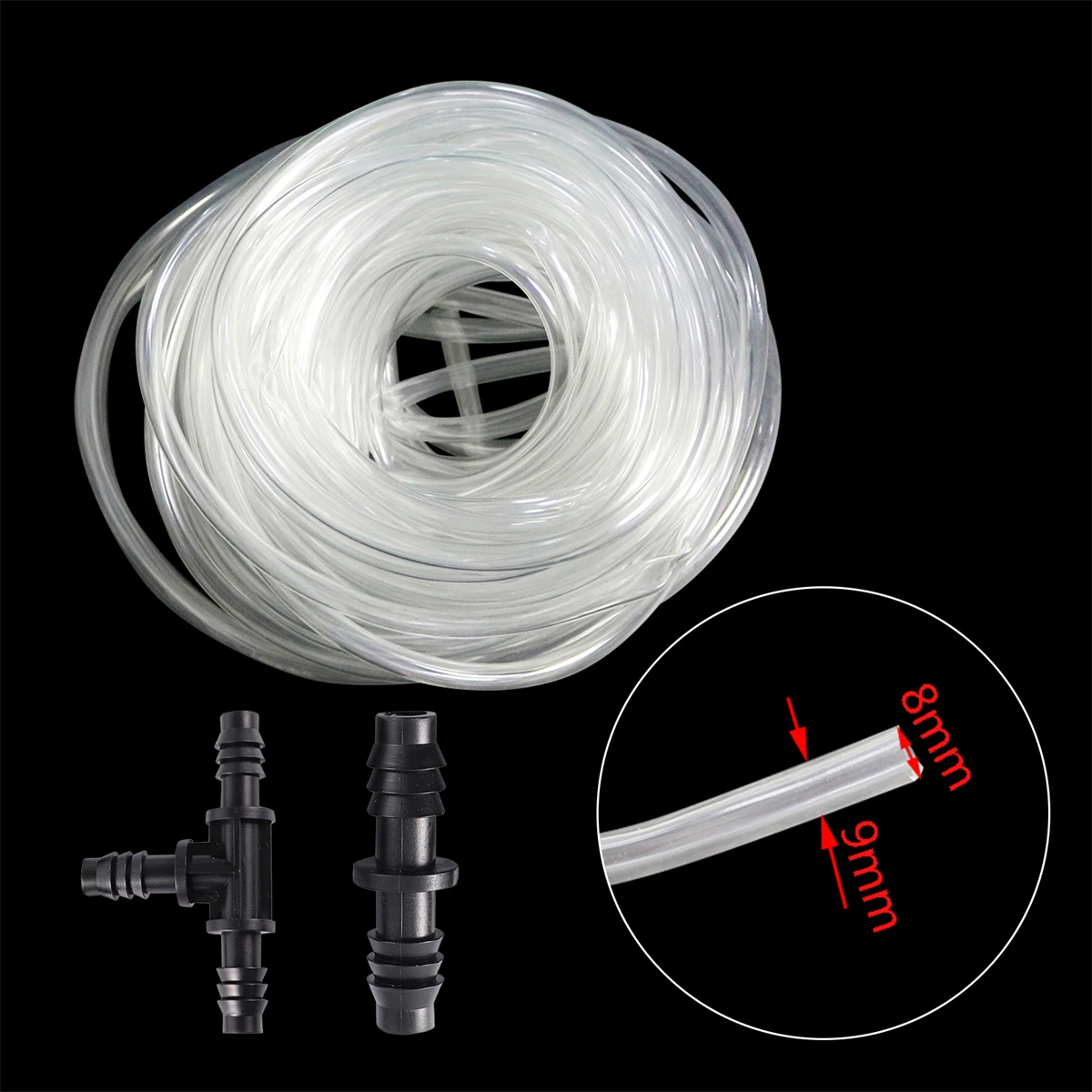 

OD8mm ID9mm Soft Transparent Hose PVC Flexible Fish Tank Replacement Water Pip Home Yard Explosion-Proof Car Washing Soft Tube