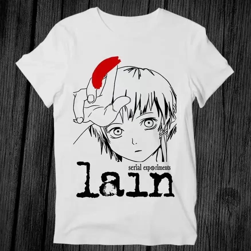 26 anime experimentos seriais lain impressão gráfica t camisa iwakura mangá menina ficção científica manga curta moda oversized t camisa masculina