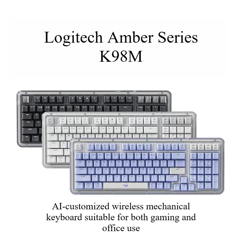 Logitech Amber Series K98M AI Customizable Wireless Mechanical Keyboard - Suitable for both gaming and office use