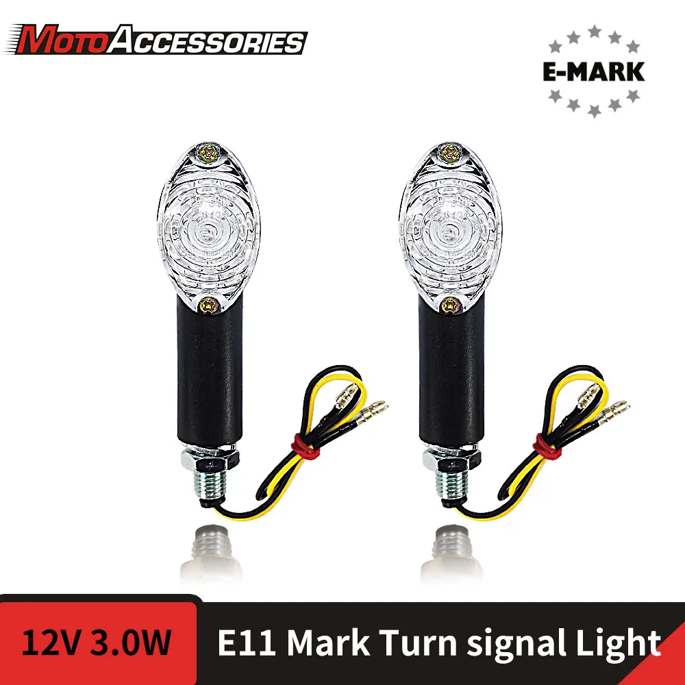 

10mm Indicator Turn Signal Light E-mark Approved LED For Harley Kawasaki Suzuki Yamaha Honda Motorcycle Front/Rear Blinker Lamp