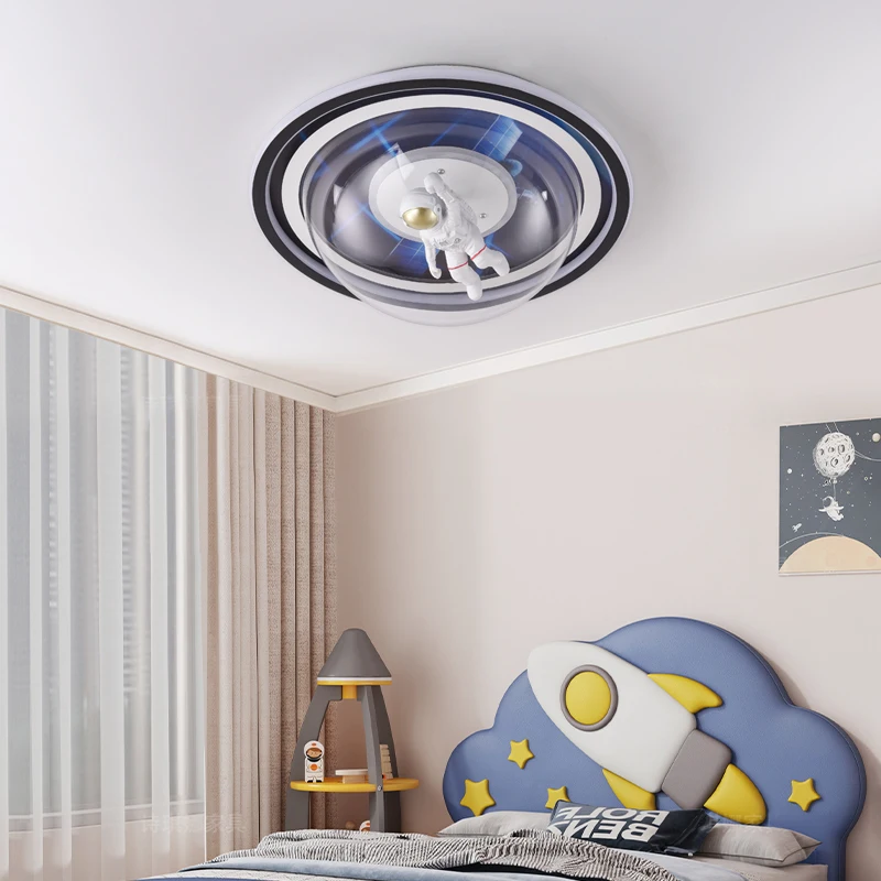 Children's Room Lights Full Spectrum Rotating Astronaut Spiderman Trojan Horse Eye Protection Ceiling Lights Boys and Girls Bedr