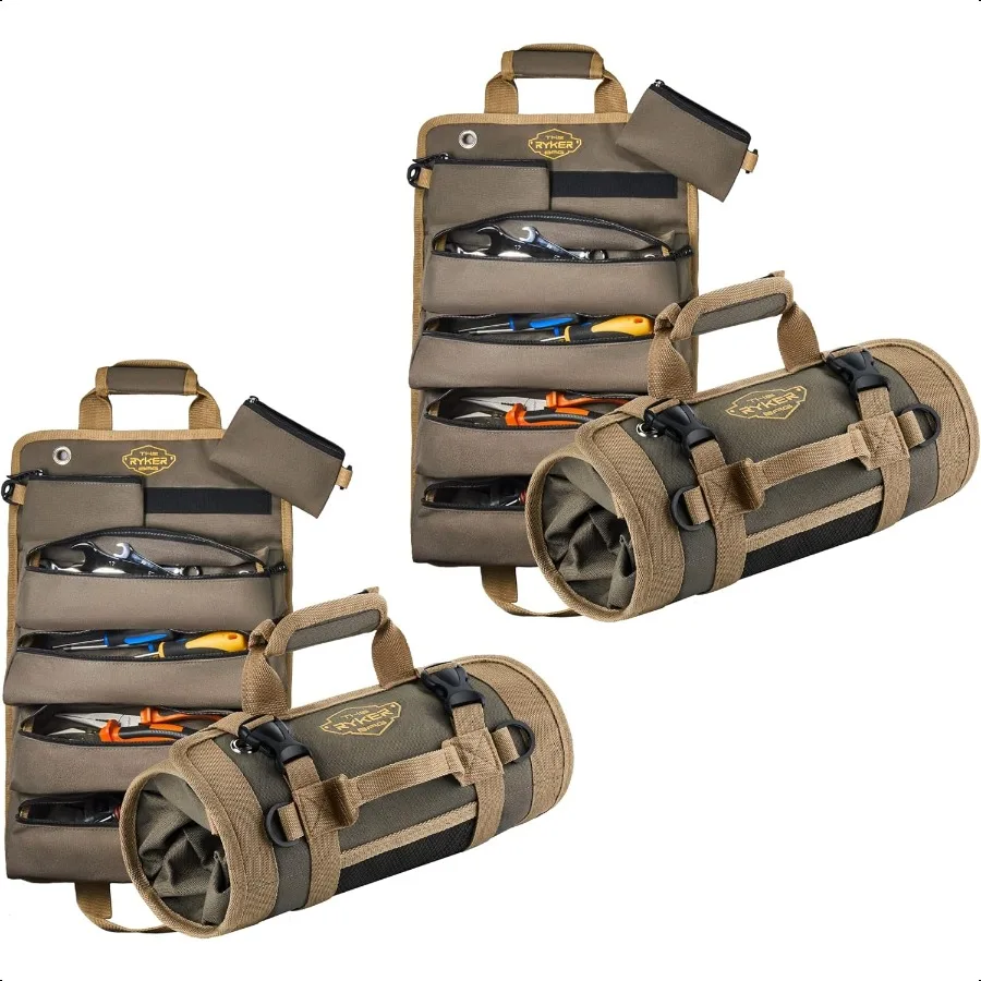 The Ryker Roll Up Tool Bag Organizer Regali per lui Confezione da 2 pezzi Robusto piccolo strumento per moto Roll Bag Organizer Portatile Rollup To