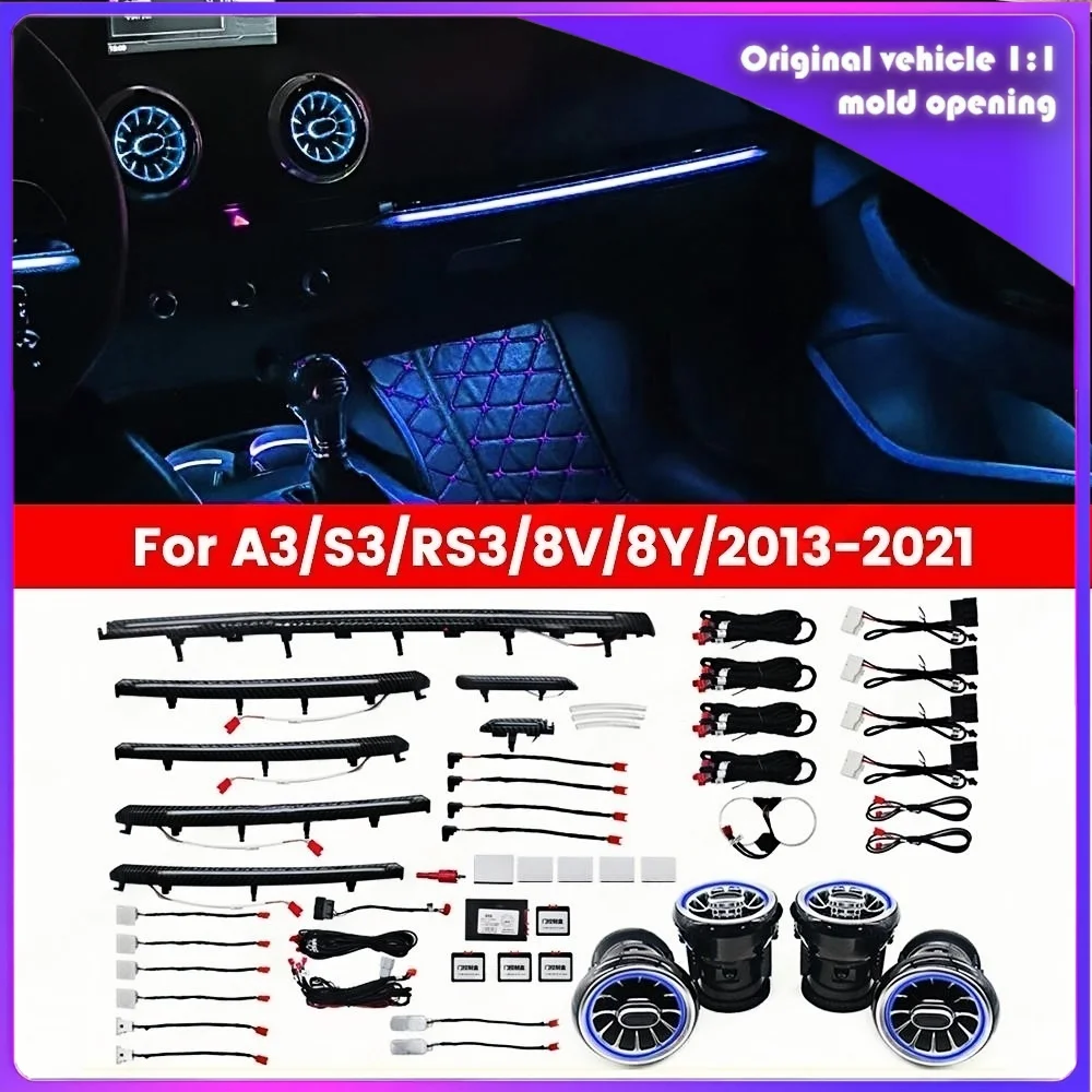 

For Audi A3 S3 RS3 8V 8Y 2013-2018 MQB 30 Color illuminated Strip Decorate Ambient Light Dashboard Air Vent LED Atmosphere Lamp