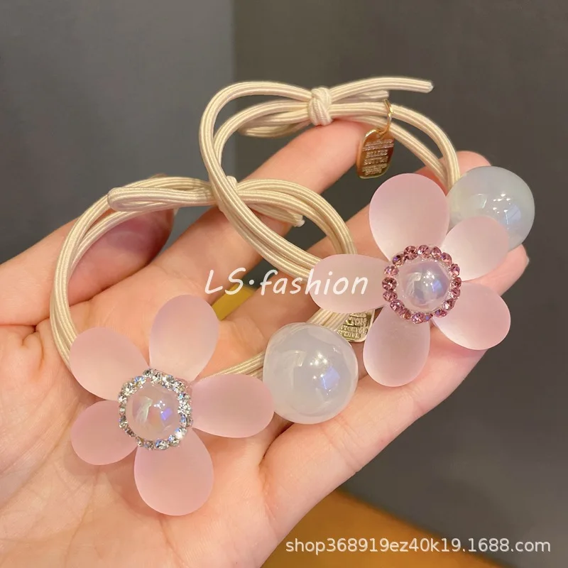 Summer matte texture flower hair rope girls head rope rubber band female hair ring leather case hair accessories headwear