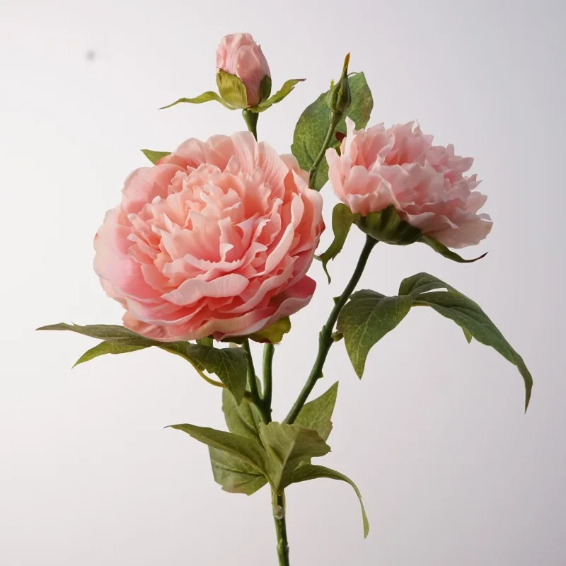 3 Stück Künstliche 3-köpfige Feuchtigkeitsspendende Pfingstrosen mit Echtem Touch für Hochzeitsdekoration, Blumen für den Gang, Heimdekoration, Künstliche Pfingstrosenblumen – Detail 18