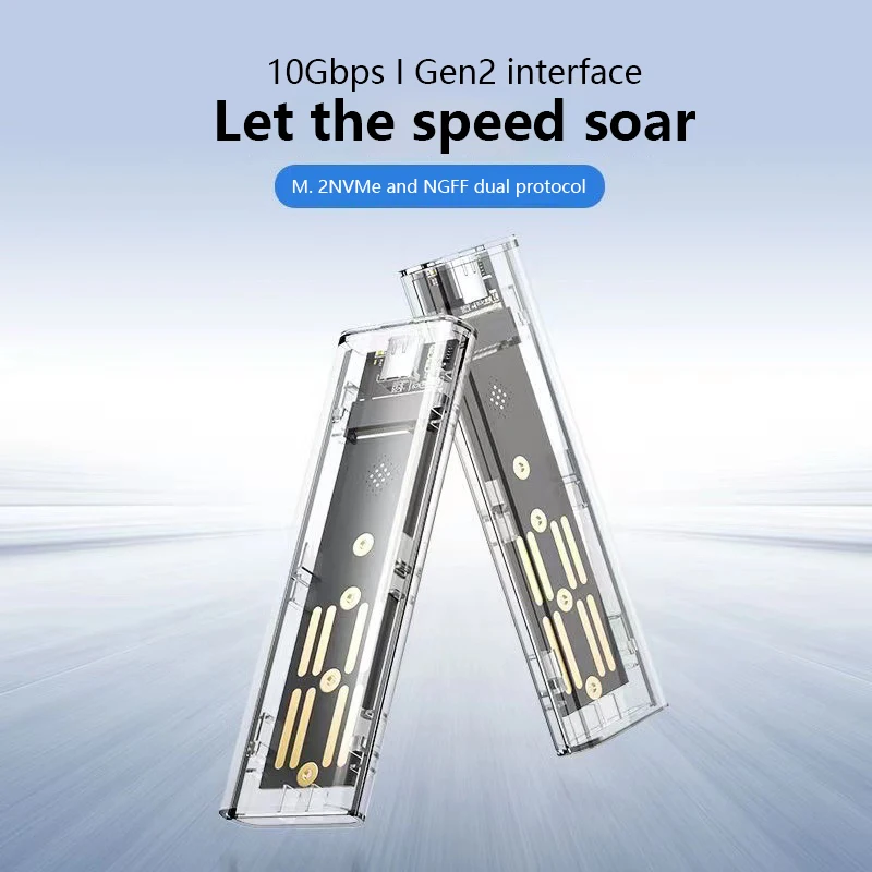 

M.2 NVME Enclosure Supports PCIe /NGFF SATA /Dual Protocol SSD USB Type C 10Gbps M2 SSD Clear External Enclosure Hard Disk Box