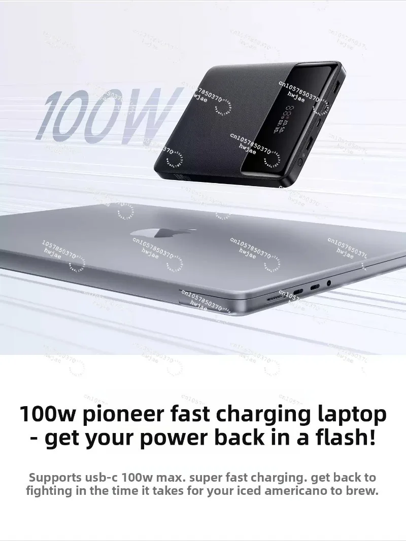 For 100W/65W Blade Quick Charge Power Bank, 20000mAh High Power Digital Display Portable Power Supply