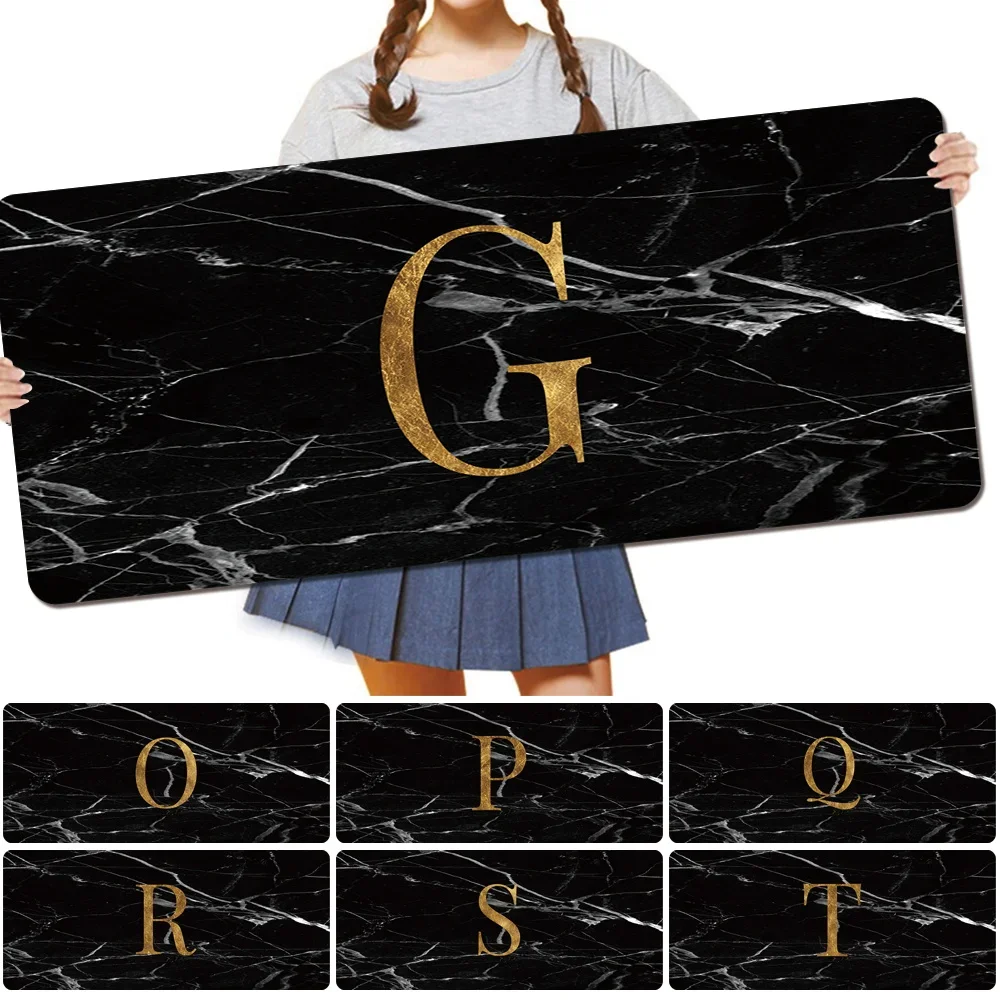 

Gamer Mouse Pad Waterproof PU Leather Black Marble Letter Printing Series 30x60cm 30x80cm Computer Keyboard Mouse Pad Large Size